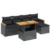 6-dijelni set vrtnih sofa s jastucima crni od poliratana