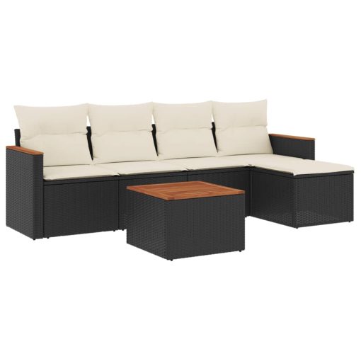 6-dijelni set vrtnih sofa s jastucima crni od poliratana