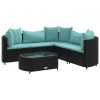 6-dijelni set vrtnih sofa s jastucima crni od poliratana