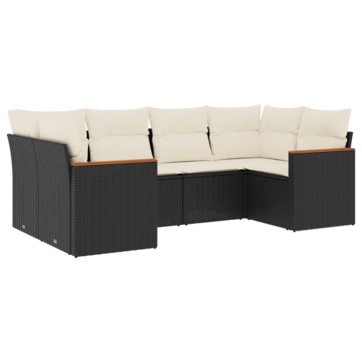 6-dijelni set vrtnih sofa s jastucima crni od poliratana