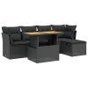 6-dijelni set vrtnih sofa s jastucima crni od poliratana