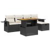6-dijelni set vrtnih sofa s jastucima crni od poliratana