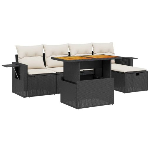 6-dijelni set vrtnih sofa s jastucima crni od poliratana