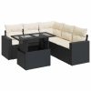6-dijelni set vrtnih sofa s jastucima crni od poliratana