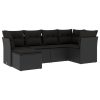 6-dijelni set vrtnih sofa s jastucima crni od poliratana
