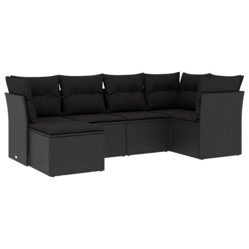 6-dijelni set vrtnih sofa s jastucima crni od poliratana