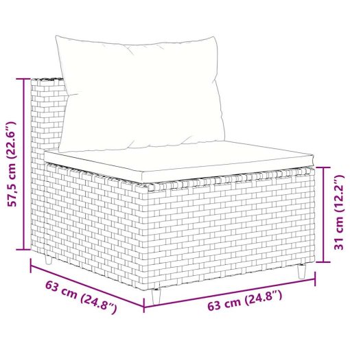 6-dijelni set vrtnih sofa s jastucima crni od poliratana
