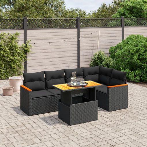 6-dijelni set vrtnih sofa s jastucima crni od poliratana
