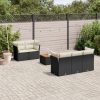 6-dijelni set vrtnih sofa s jastucima crni od poliratana