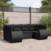 6-dijelni set vrtnih sofa s jastucima crni od poliratana