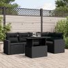 6-dijelni set vrtnih sofa s jastucima crni od poliratana