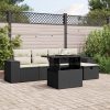 6-dijelni set vrtnih sofa s jastucima crni od poliratana