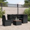6-dijelni set vrtnih sofa s jastucima crni od poliratana