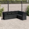 6-dijelni set vrtnih sofa s jastucima crni od poliratana