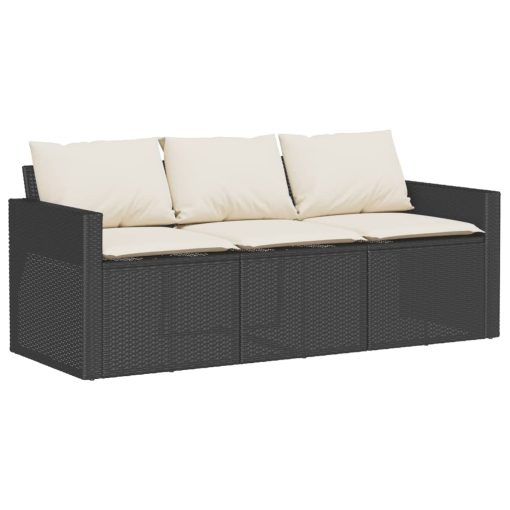 6-dijelni set vrtnih sofa s jastucima crni od poliratana