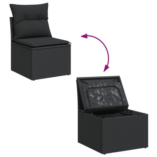 6-dijelni set vrtnih sofa s jastucima crni od poliratana