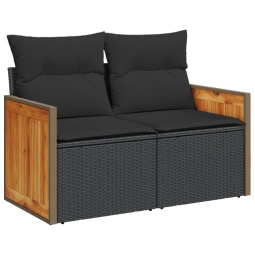 6-dijelni set vrtnih sofa s jastucima crni od poliratana