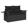 6-dijelni set vrtnih sofa s jastucima crni od poliratana