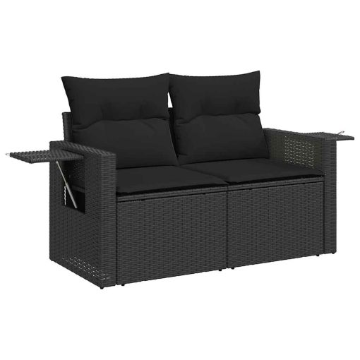 6-dijelni set vrtnih sofa s jastucima crni od poliratana