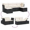 6-dijelni set vrtnih sofa s jastucima crni od poliratana