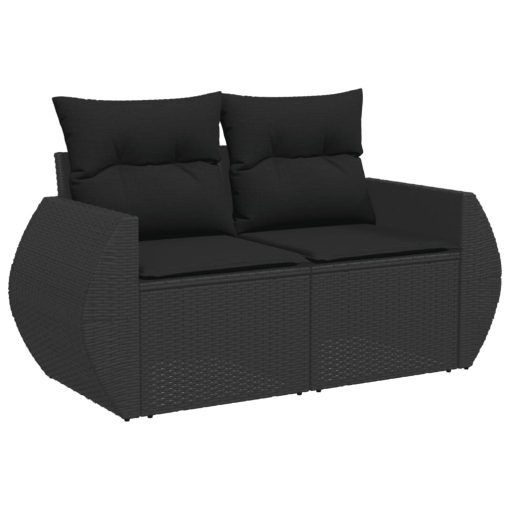 6-dijelni set vrtnih sofa s jastucima crni od poliratana