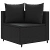 6-dijelni set vrtnih sofa s jastucima crni od poliratana