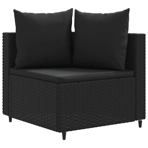 6-dijelni set vrtnih sofa s jastucima crni od poliratana