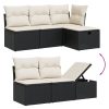 6-dijelni set vrtnih sofa s jastucima crni od poliratana