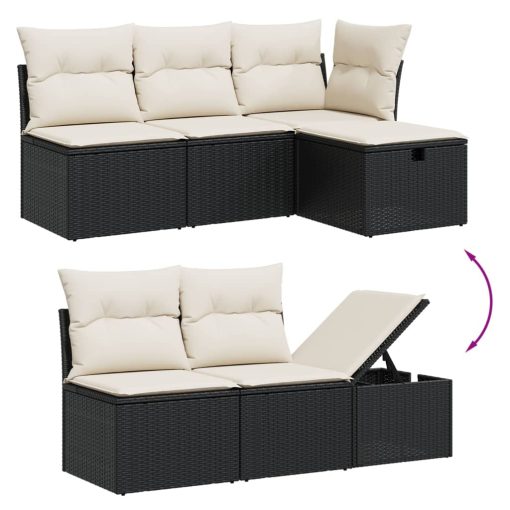 6-dijelni set vrtnih sofa s jastucima crni od poliratana