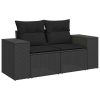 6-dijelni set vrtnih sofa s jastucima crni od poliratana