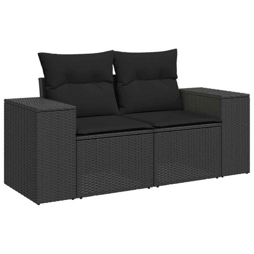 6-dijelni set vrtnih sofa s jastucima crni od poliratana