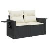 6-dijelni set vrtnih sofa s jastucima crni od poliratana