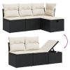 6-dijelni set vrtnih sofa s jastucima crni od poliratana