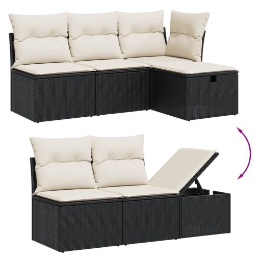 6-dijelni set vrtnih sofa s jastucima crni od poliratana