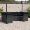 6-dijelni set vrtnih sofa s jastucima crni od poliratana