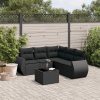 6-dijelni set vrtnih sofa s jastucima crni od poliratana