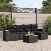 6-dijelni set vrtnih sofa s jastucima crni od poliratana
