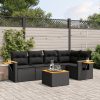 6-dijelni set vrtnih sofa s jastucima crni od poliratana