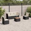 6-dijelni set vrtnih sofa s jastucima crni od poliratana