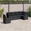 6-dijelni set vrtnih sofa s jastucima crni od poliratana