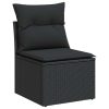 6-dijelni set vrtnih sofa s jastucima crni od poliratana