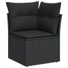 6-dijelni set vrtnih sofa s jastucima crni od poliratana