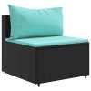 6-dijelni set vrtnih sofa s jastucima crni od poliratana