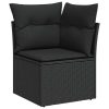 6-dijelni set vrtnih sofa s jastucima crni od poliratana