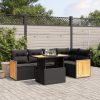6-dijelni set vrtnih sofa s jastucima crni od poliratana