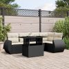6-dijelni set vrtnih sofa s jastucima crni od poliratana