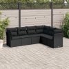 6-dijelni set vrtnih sofa s jastucima crni od poliratana