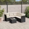 6-dijelni set vrtnih sofa s jastucima crni od poliratana