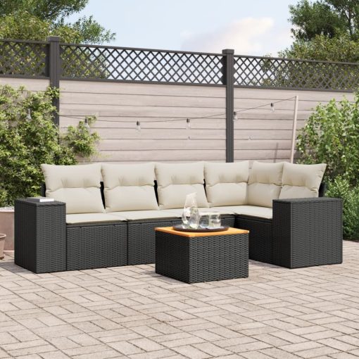 6-dijelni set vrtnih sofa s jastucima crni od poliratana