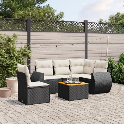 6-dijelni set vrtnih sofa s jastucima crni od poliratana